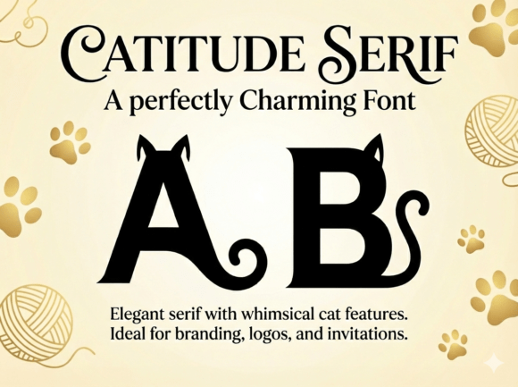 Catitude Serif: A Feline-Inspired Typeface for Playful Brands